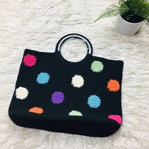 Hang Bag Black Rainbow Polka Dots
